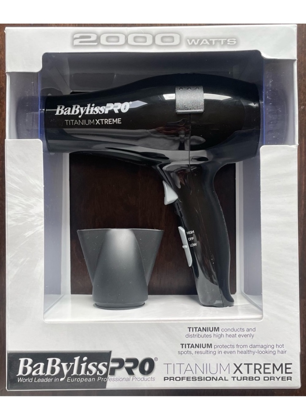 BaBylissPRO Hair Dryer Titanium Xtreme Professional Turbo 2000 Watt Black NEW